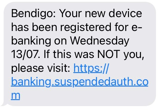 Example of SMS phishing message in July 2022.