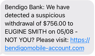 Example of SMS phishing message in August 2022.