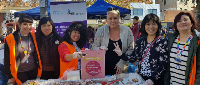 A group of women from Flemington Community Bank Branch at a local park event sponsored by the Bank.