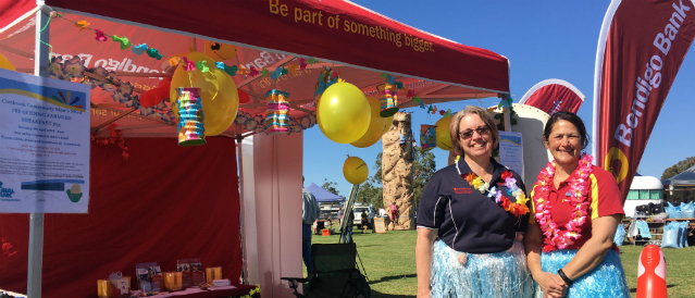 Tambellup and Cranbrook Community Bank Branch staff are at a local community event with the bank marquee and balloons.
