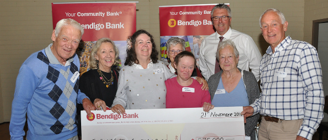 Rye, Rosebud and Dromana Community Bank Branch staff with club representatives who have received community bank funding.
