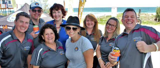 Community Bank representatives in branded polo tops celebrating Australia Day together.
