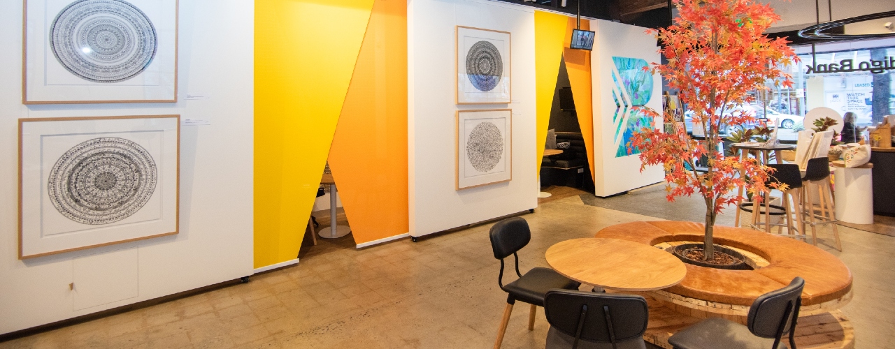 Artwork on the wall of Norwood branch art space area