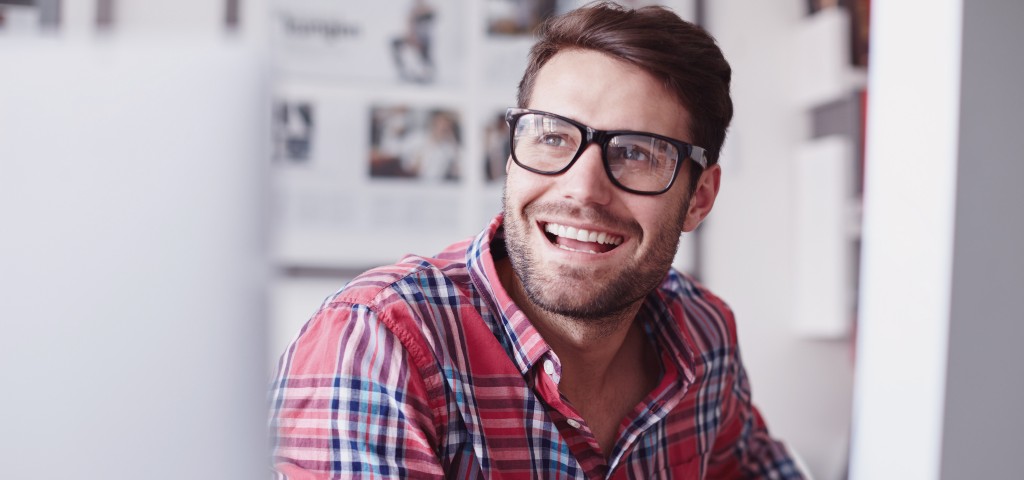 Man sitting at computer in office