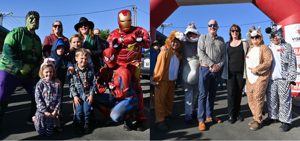 Two photos of Variety Bash entrants dressed in costumes.
