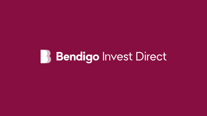 Bendigo Invest Direct written across burgundy background